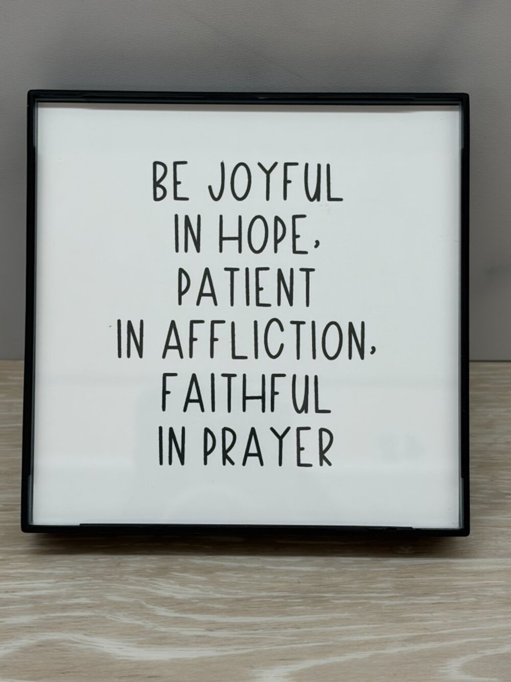 Be Joyful In Hope Glass Front Frame 4x4 Black White Modern Tiered Tray Shelf